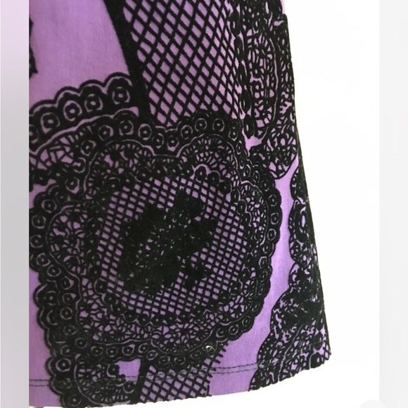 Asos |  Embroidered Flounce Ruffle Skirt Size 12 Purple Pencil Mini Skater - Picture 7 of 11